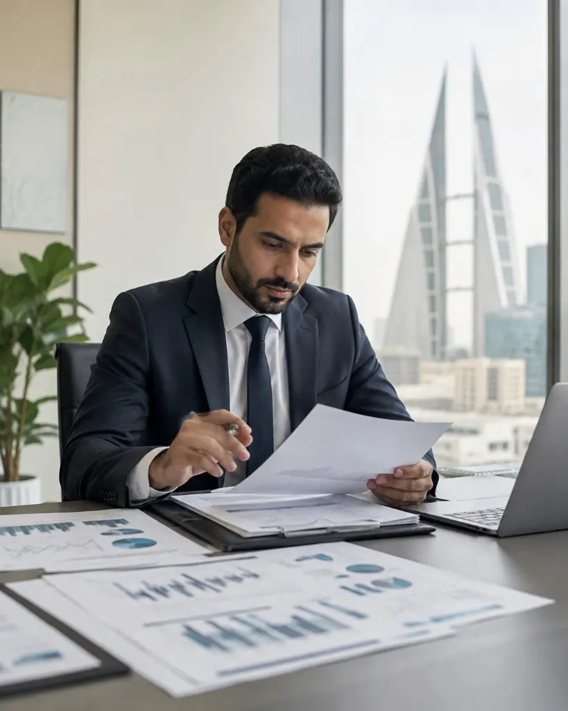Research and feasibility papers reviewed in a Manama office