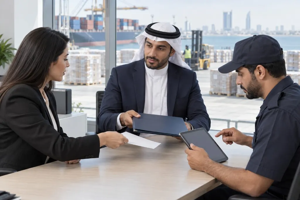 Brokerage coordination over a clearance file in a Bahrain port office