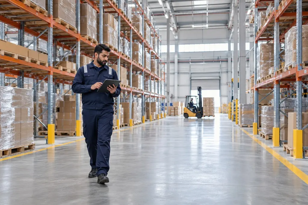 Warehouse-hold aisle in a Sitra storage facility