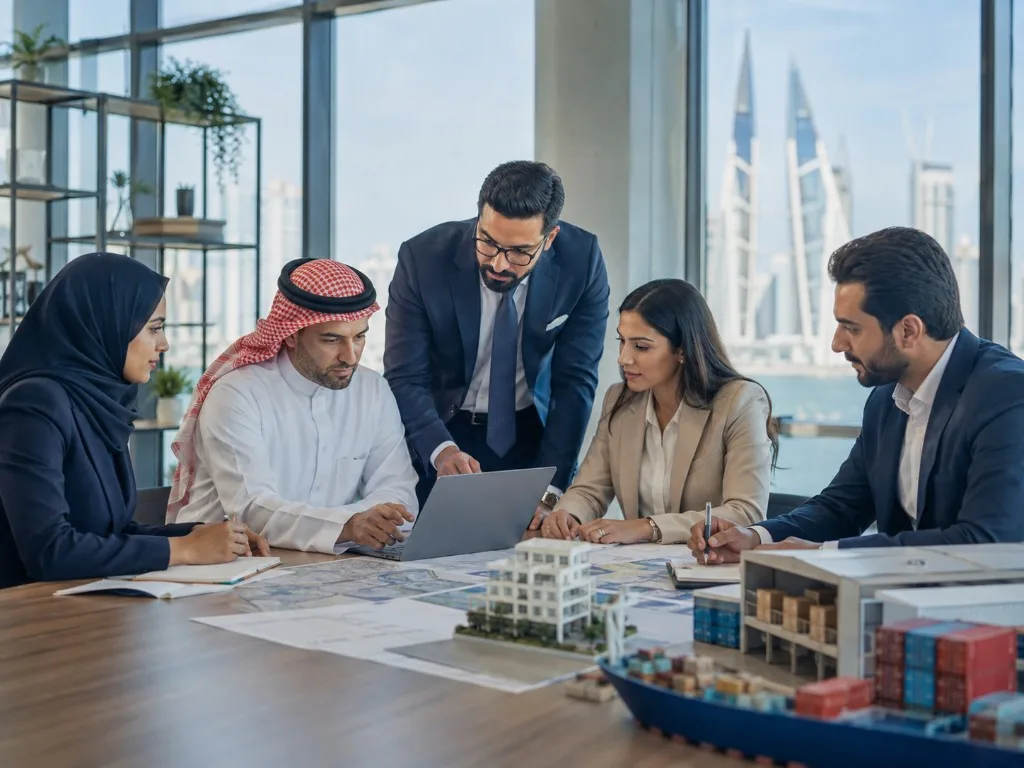 A team working across property and logistics models in one meeting