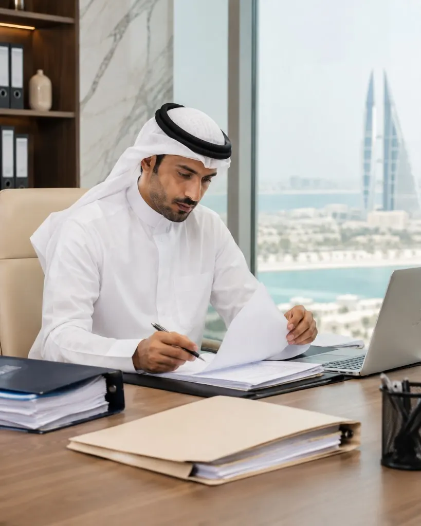 Ongoing PRO administration at a desk in Manama