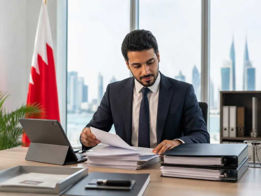 Licence and commercial registration files being reviewed in Manama