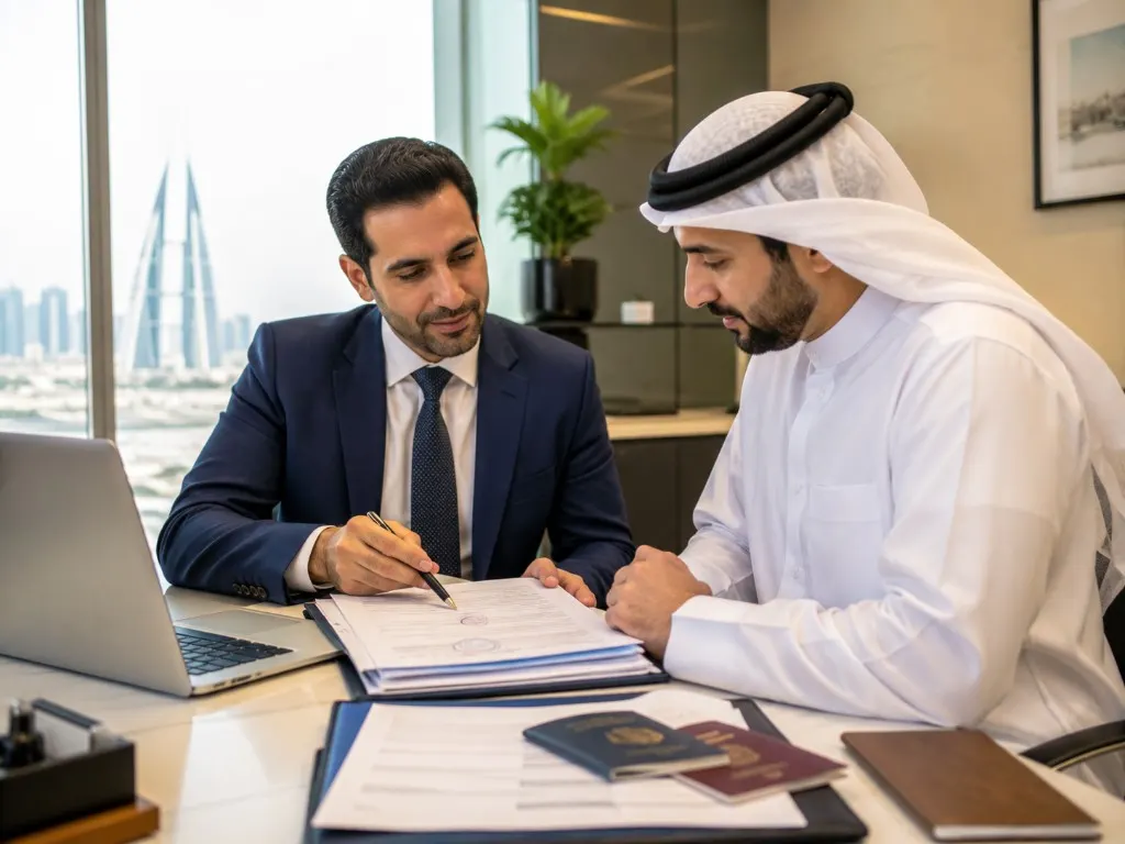 Work-permit and visa meeting in a Manama office