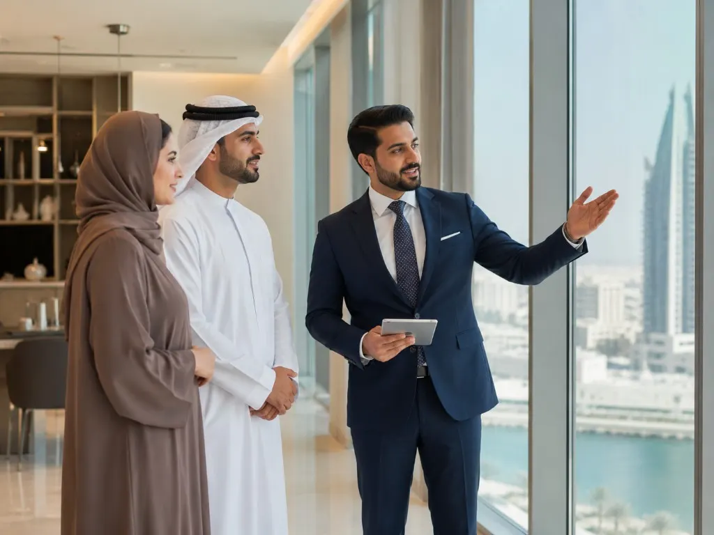 Clients viewing a Manama property with a Zoom Real Estate adviser