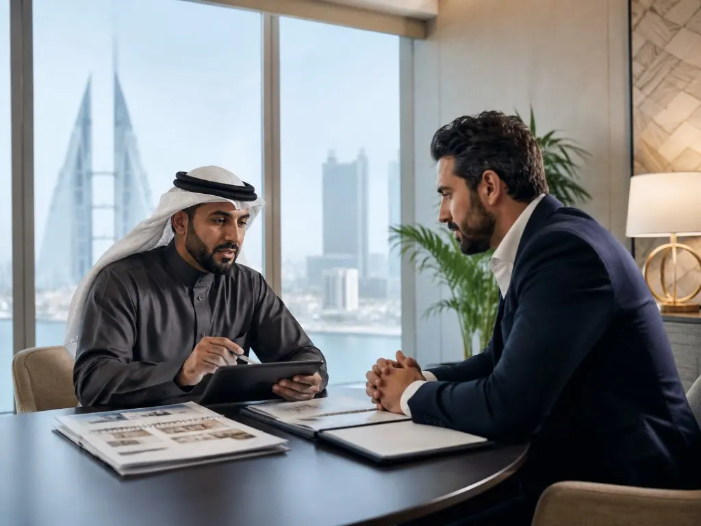 Owner reporting meeting in Manama over property documents